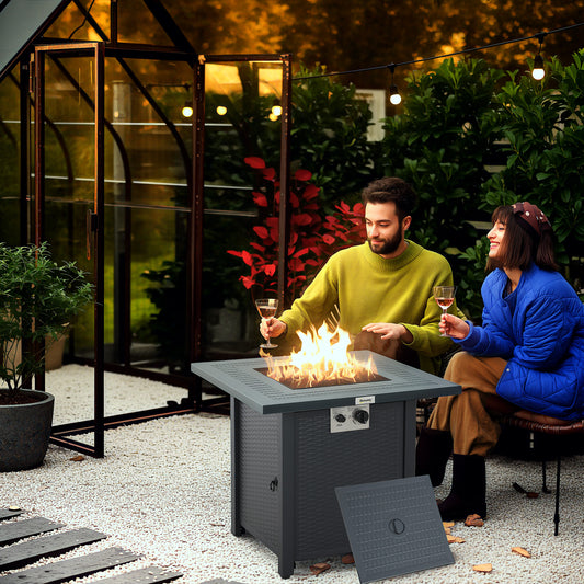 Outsunny 71 x 71cm 40000 BTU Gas Firepit Table - Black/Dark Grey