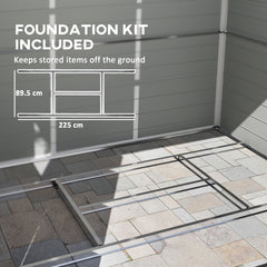 Outsunny 7.9ft x 6.2ft Aluminium Frame and Plastic Wall Shed, with Foundation - Light Grey