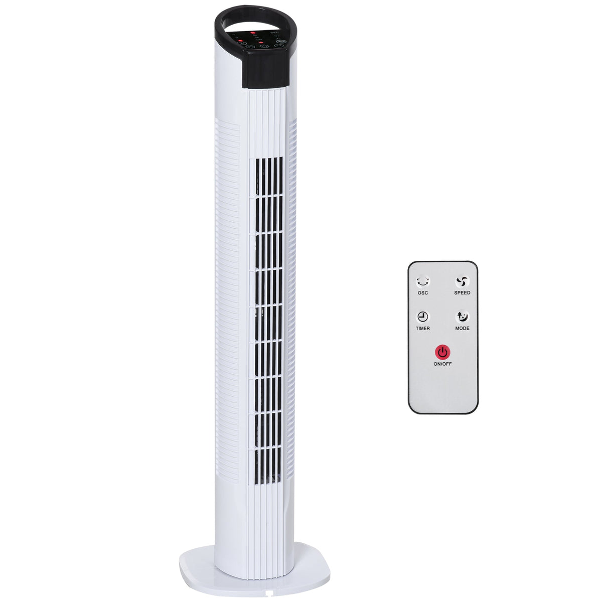 HOMCOM 31" Freestanding Tower Fan, 3 Speed 3 Mode, 7.5H Timer, Oscillating, LED Panel, Remote Control, 31 Inch Standing Fan, White