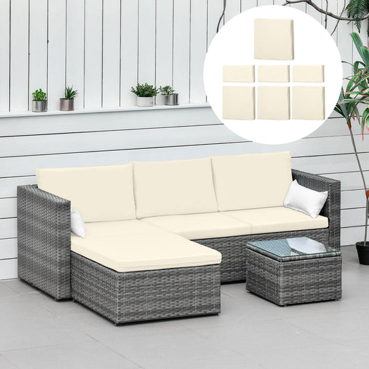 طقم أغطية وسائد بديلة من Outsunny Rattan Furniture، 7 قطع - كريمي