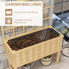 Outsunny 45 x 105cm Wooden Garden Planter, with Trellis - Natural