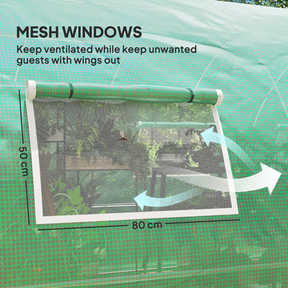 Outsunny Polyethylene Upgraded Structure Walk-in Polytunnel Greenhouse, 6 x 3(m), Green
