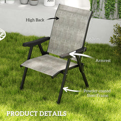 Outsunny Set of Two Folding Outdoor Chairs - Black/Grey