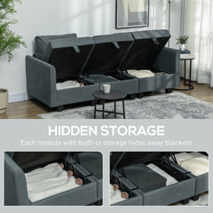 HOMCOM 'L' Shape Modular Storage Sofa - Dark Grey