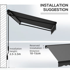 Outsunny 3 x 2m Aluminium Frame Electric Awning, with Remote - Dark Grey