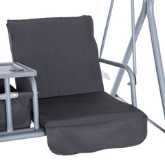 Outsunny Steel Frame 2-Seater Swing Chair w/ Table Grey