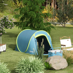 Outsunny Two-Man Pop-Up Dome Tent, with Accessories - Blue