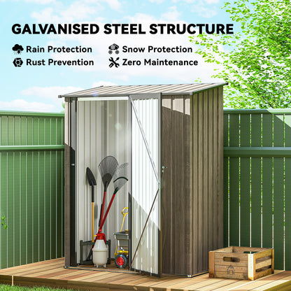 Outsunny 5ft x 3ft Metal Garden Storage Shed, Outdoor Tool Shed with Sloped Roof, Lockable Door for Tools, Equipment, Light Grey