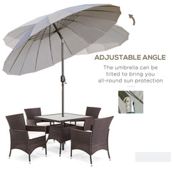 Outsunny 2.5m Tilting Parasol, with Pleated Canopy - Light Grey