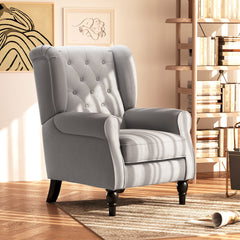 HOMCOM Retro Accent Chair, Wingback Armchair with Wood Frame Button Tufted Design for Living Room Bedroom, Grey