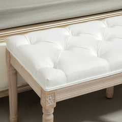 HOMCOM Vintage French Look Bed End Bench - Cream White