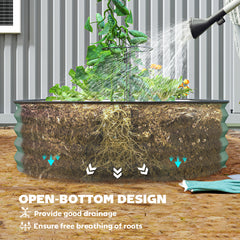 Outsunny Set of Two 181 x 93cm Steel Planters - Green