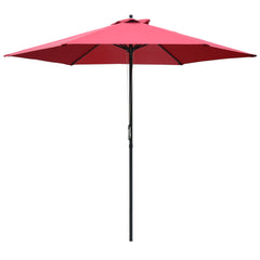 Outsunny 2.8m Garden Parasol Umbrella, Round Outdoor Market Table Umbrella Sun Shade Canopy, Wine Red