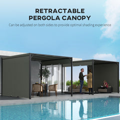 Outsunny 3 X 3 Meters Pergola with Retractable Roof, Garden Gazebo with Adjustable Sun Shade Canopy and Steel Frame, Charcoal Grey