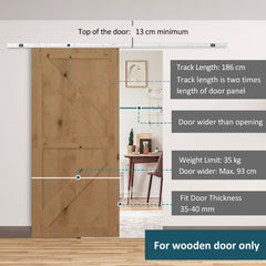 HOMCOM 6FT Modern Sliding Barn Door Closet Hardware Track Kit Track System Unit for Single Wooden Door