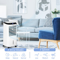 HOMCOM Portable Air Cooler, Evaporative Anion Ice Cooling Fan Water Conditioner Humidifier Unit with 10L Water Tank, 3 Modes, 3 Speed, Remote, Timer, Oscillating for Home Quiet Bedroom, White