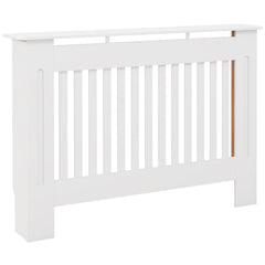 HOMCOM Slatted Radiator Cover Painted Cabinet MDF Lined Grill in White (112L x 19W x 81H cm)