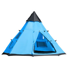 Outsunny 6 Men Tipi Tent with Carry Bag - Blue