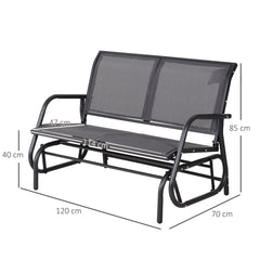 Outsunny 2-Person Outdoor Glider Bench Patio Double Swing Gliding Chair Loveseat w/Power Coated Steel Frame for Garden Patio Porch, Grey