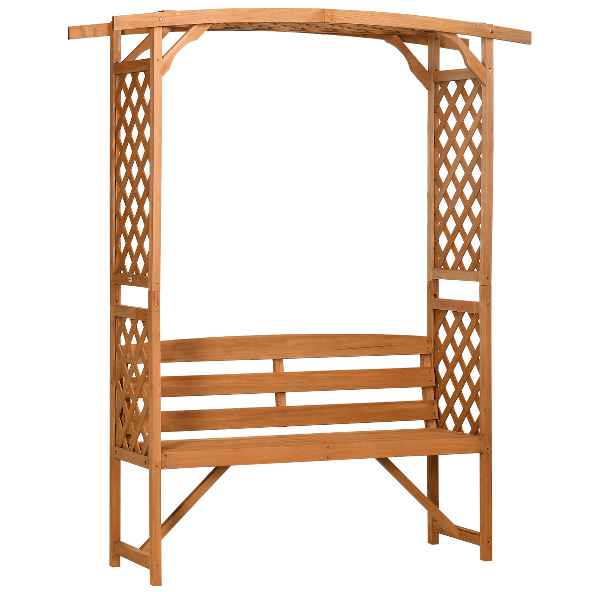 Outsunny Garden Bench, Wooden Garden Arbour with Seat for Vines/Climbing Plants, Brown