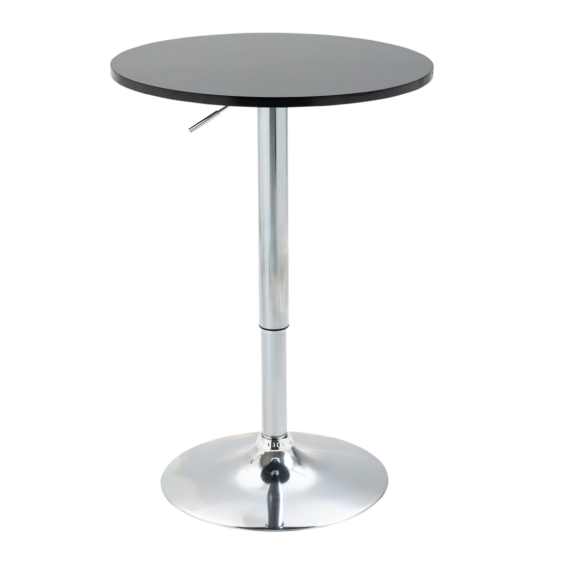 HOMCOM Round Height Adjustable Bar Table Counter Pub Desk with Metal Base for Home Bar, Dining Room, Kitchen, Black