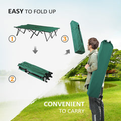 Outsunny Double Camping Cot Bed, with Bag - Green