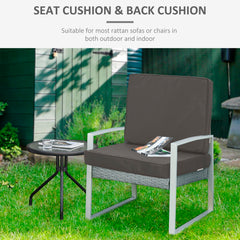 Outsunny Set of 2 Garden Seat and Back Cushion Set, Replacement Cushions for Outdoor Furniture with Seat Cushion and Back Cushion, Dark Grey