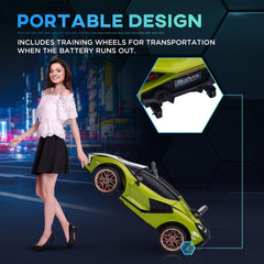 HOMCOM Lamborghini Sian Licensed 12V Kids Electric Ride On Car 2 Motors Toy Car with Remote Control Music Lights MP3 for 3-5 Years Green