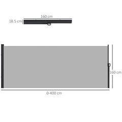 Outsunny 400 x x 160cm Retractable Side Awning - Light Grey