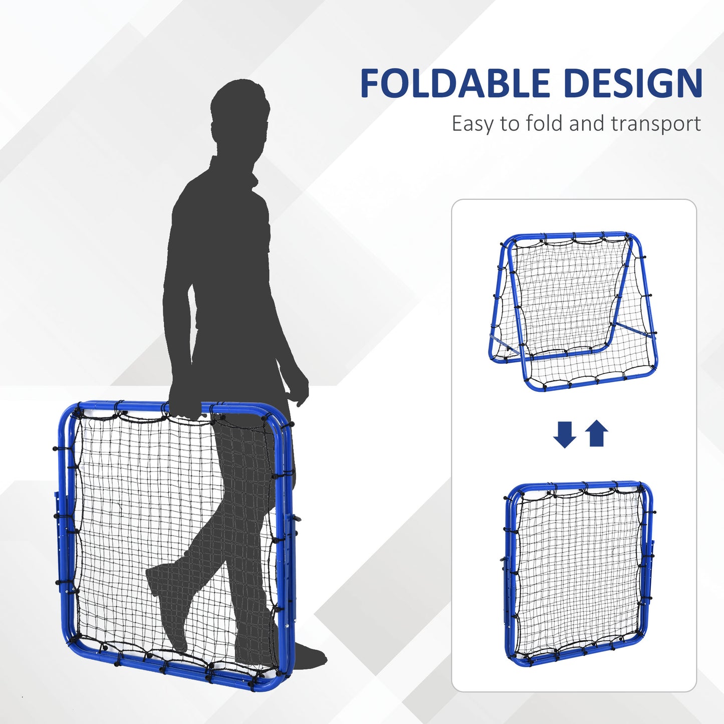 HOMCOM Double Sided Football Rebounder Net, Football Rebound Goal with Five Adjustable Angles, Blue