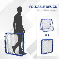 HOMCOM Double Sided Football Rebounder Net, Football Rebound Goal with Five Adjustable Angles, Blue