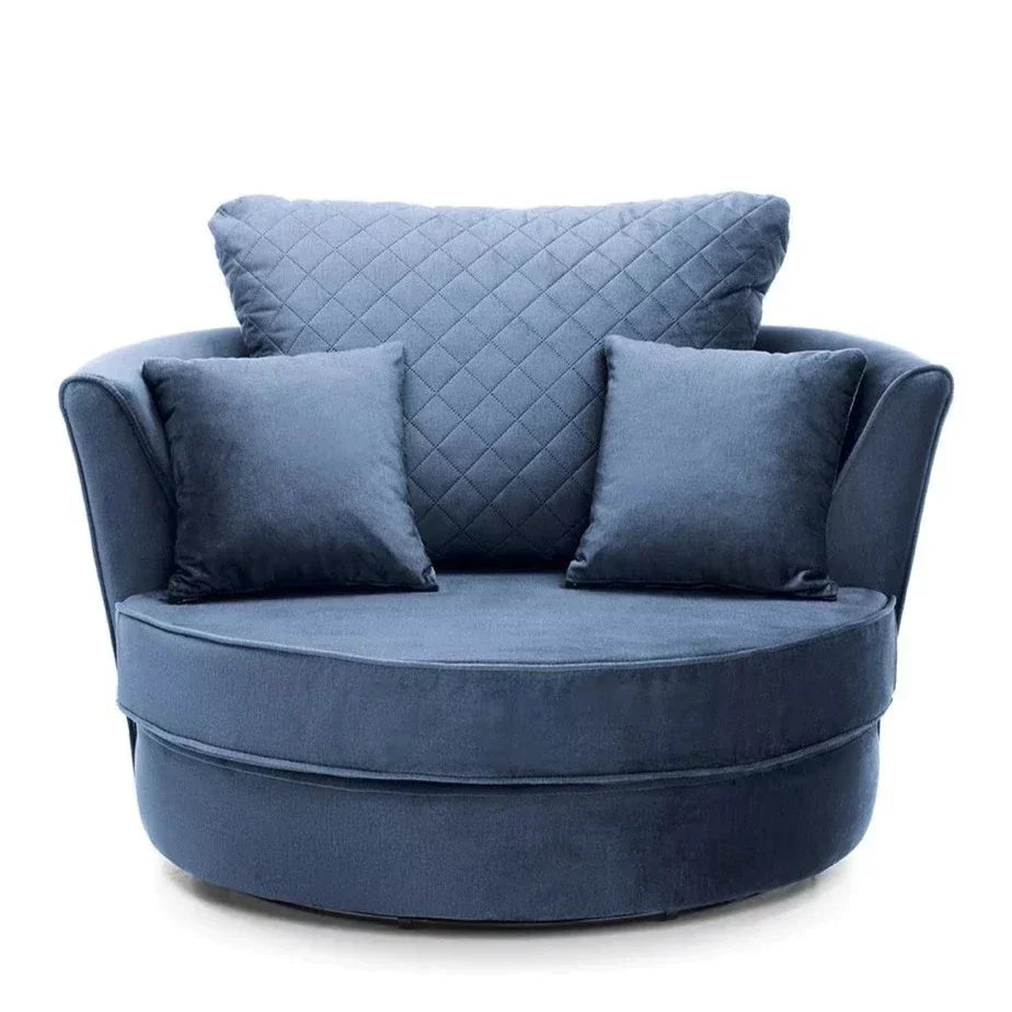 Chic Velvet Swivel Chair - Dark Blue