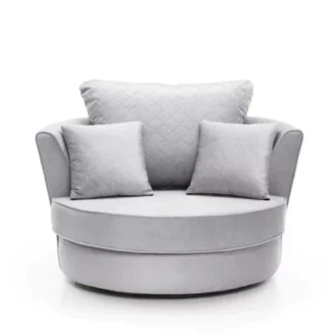 Chic Velvet Swivel Chair - Light Grey