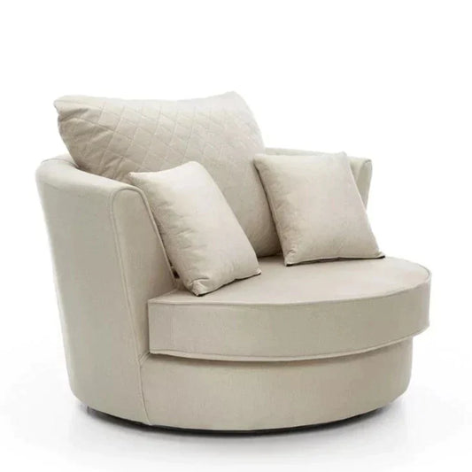 Chic Velvet Swivel Chair - Cream