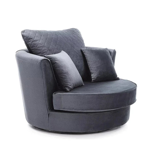 Chic Velvet Swivel Chair - Dark Grey