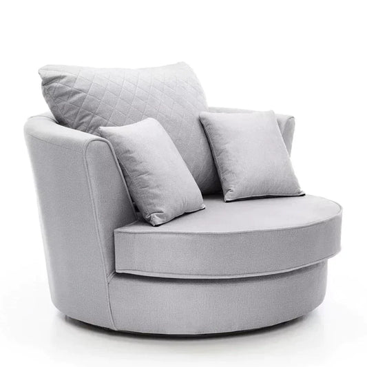 Chic Velvet Swivel Chair - Light Grey