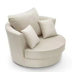 Chic Velvet Swivel Chair - Cream