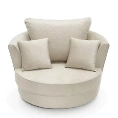 Chic Velvet Swivel Chair - Cream