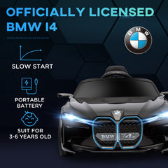 HOMCOM BMW i4 Licensed 12V Kids Electric Ride-On Car, with Remote Control, Portable Battery, Music, Horn, Headlights - Black