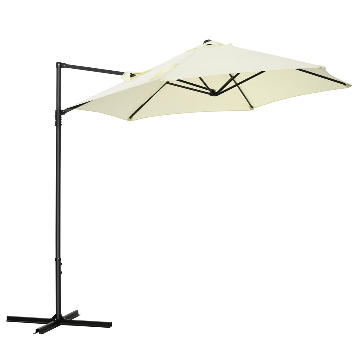 Outsunny 2.5M Garden Cantilever Parasol, Offset Roma Patio Umbrella Hanging Sun Shade Canopy Shelter with 360√Ç¬∞ Rotation and Cross Base, Beige