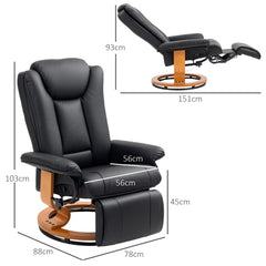 HOMCOM Faux Leather Recliner Chair - Black