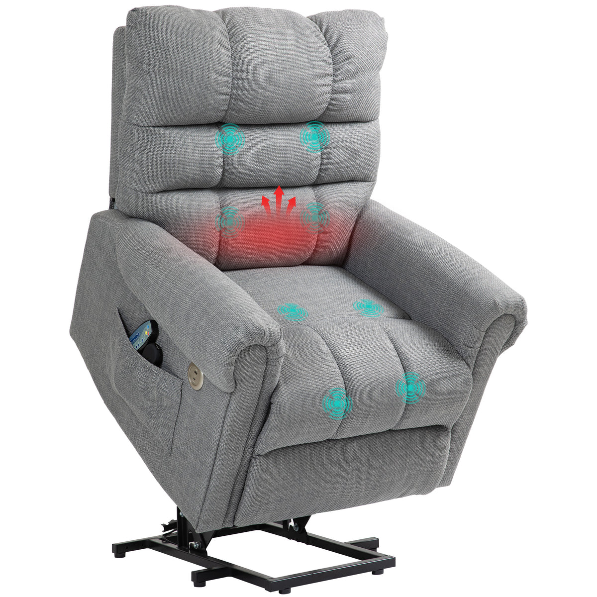 HOMCOM Rise and Recline Electric Massage Armchair - Grey