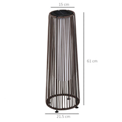 Outsunny Patio Garden PE Rattan Solar Lights Woven Resin Wicker Lantern Auto On/Off Solar Powered Lights for Porch, Yard, Lawn, Courtyard, Indoor & Outdoor Brown