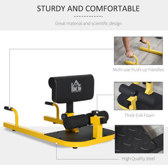 HOMCOM Squat Machine with Push Up Stand, Padded Hip Thrust Bench with Adjustable Cushion for Home Gym Work Out, Yellow