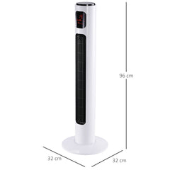 HOMCOM 38'' Freestanding Tower Fan, 3 Speed 3 Mode, 12h Timer, 70 Degree Oscillation, LED Panel, 5M Remote Controller, White