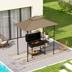 غطاء سقف بديل لشرفة الشواء الخارجية من Outsunny Grill Gazebo بإطار 1.5 × 2.4 متر، حماية UPF50+، طبقة مزدوجة 5 × 8 أقدام، غطاء علوي فقط، كاكي