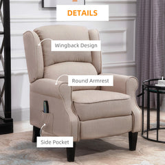 HOMCOM Heated Massage Reclining Armchair Thick Sponge Padded Linen Upholstery Metal Wood Frame Home Luxury Relaxation Beige