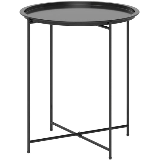 Outsunny Steel Removable Tray Top Garden Table - Black