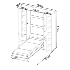 CP-03 Vertical Wall Bed Concept Pro 90cm with Storage Cabinet