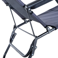 Outsunny 2 in 1 Sun Lounger Folding Reclining Chair Garden Outdoor Camping Adjustable Back with Pillow, Grey